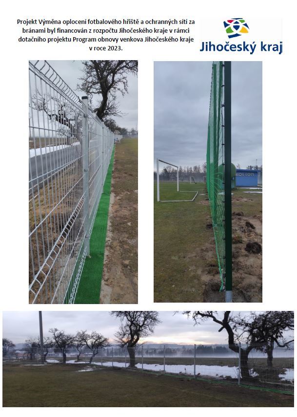 Výměna oplocení fotbalového hřiště a ochranných sítí za bránami